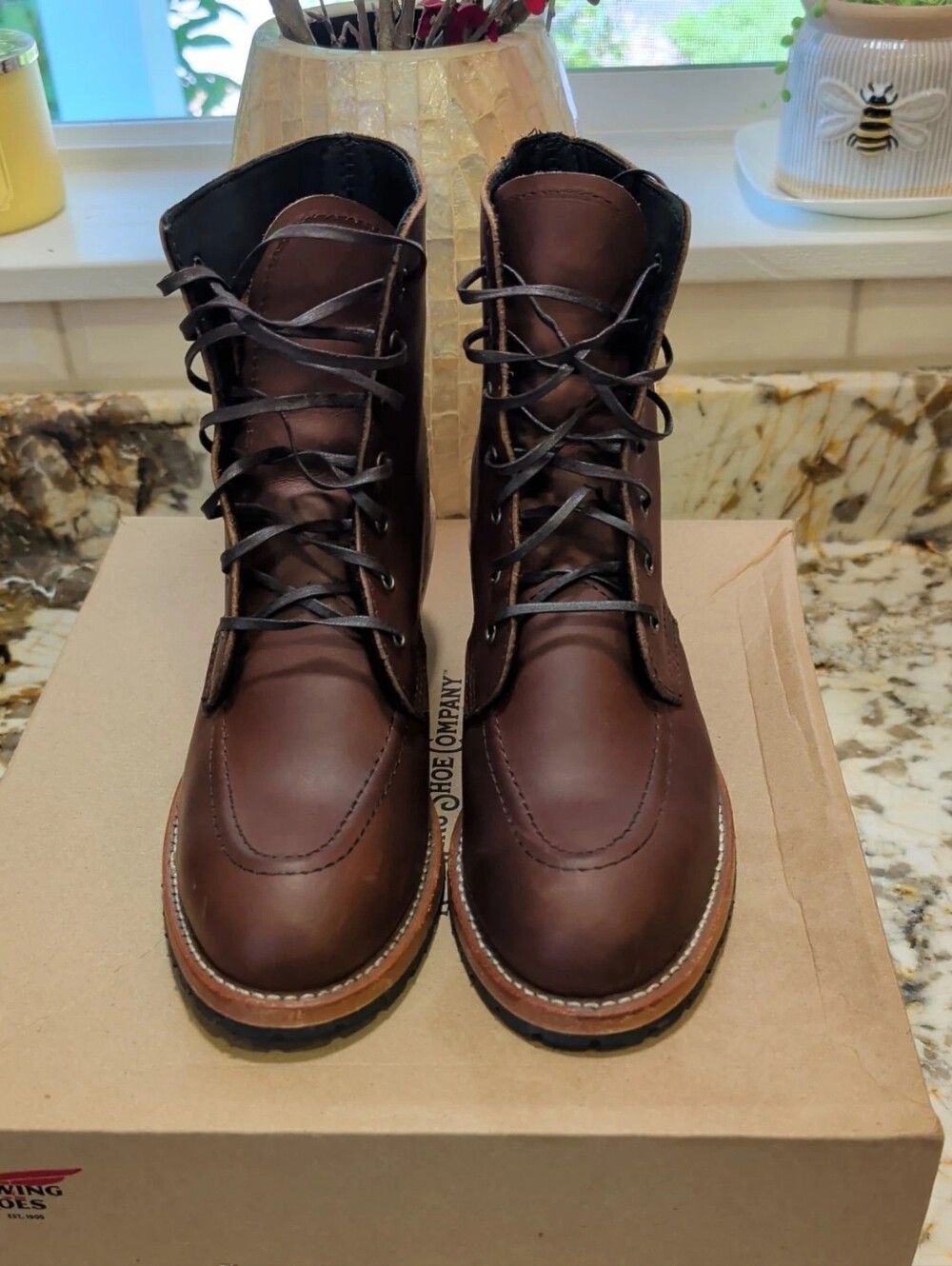 Women's Red Wing Heritage Brown Leather Lace Up Ankle Boots Lacer Heeled 3406